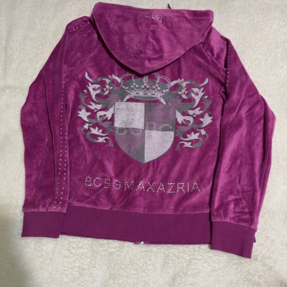 BCBG Max Azria Maternity Velour Tracksuit Set With Hoodie & Pants  Small purple - Picture 8 of 16